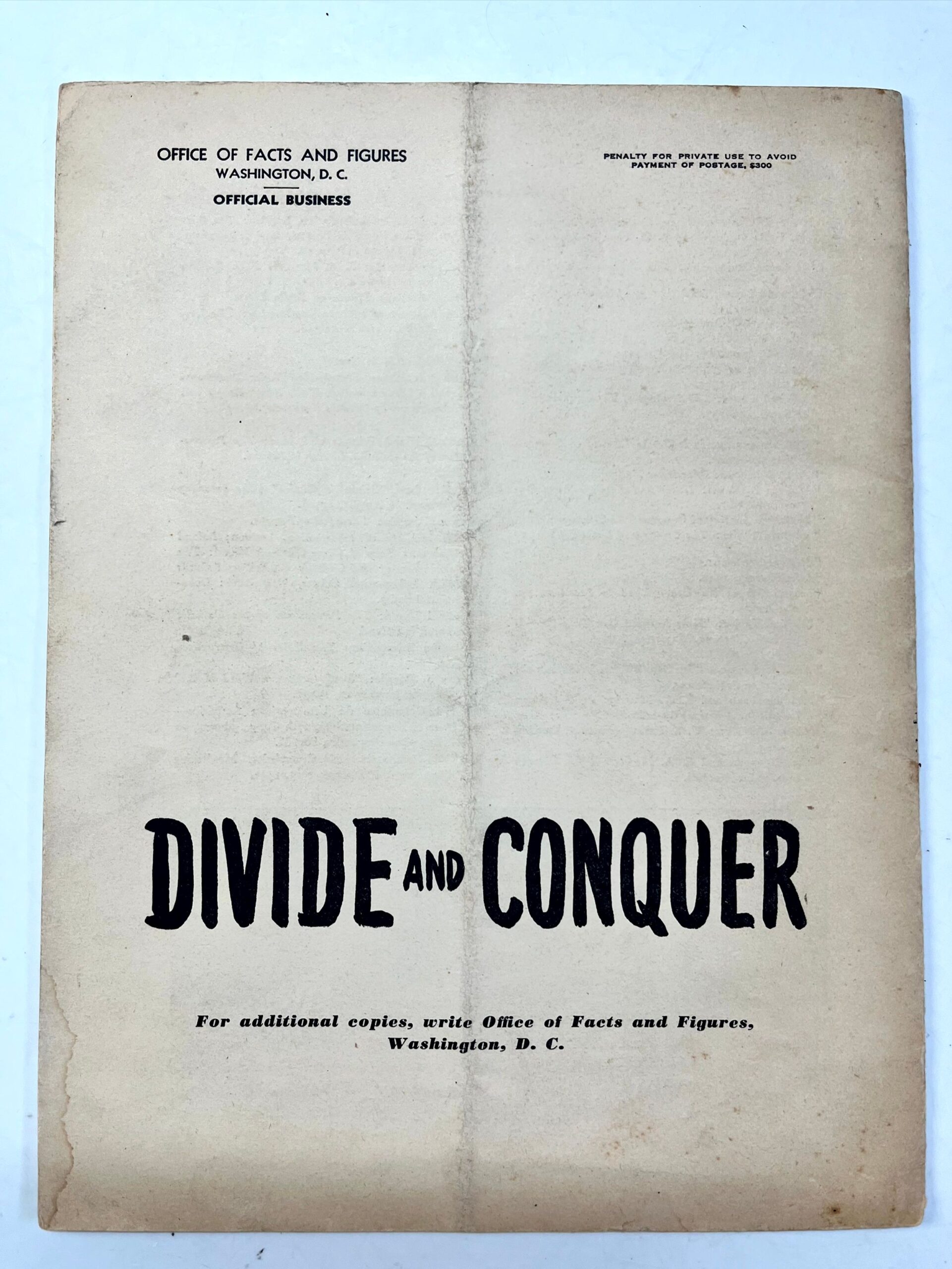 Divide & Conquer (1942) 8" x 10" U.S. Government Anti-Facist Pamphlet - Image 4