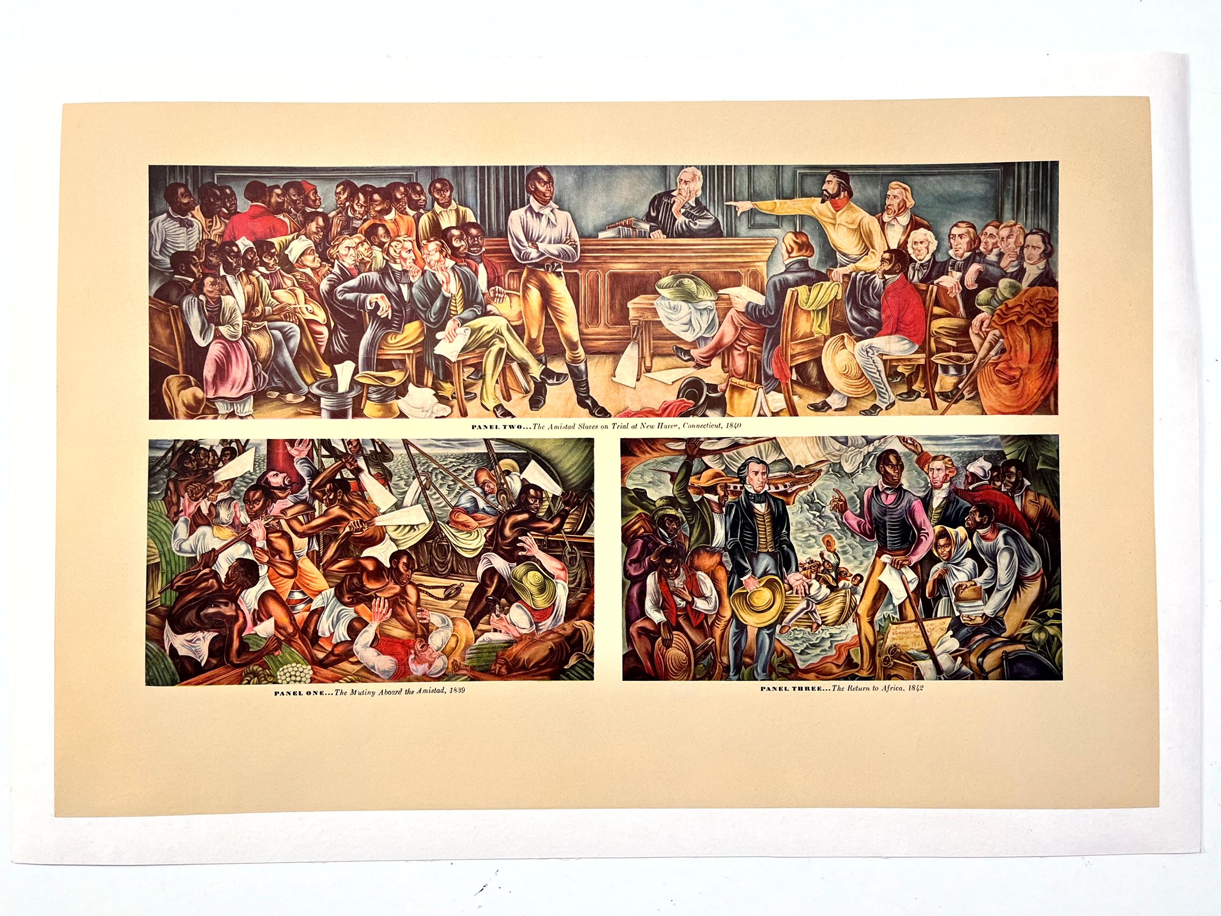 Amistad Revolt and Trial - Art Hale Woodruff (1938) 12.5" x 19" US Litho LB