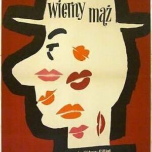 1957 Polish Poster - The Constant Husband - Fun Art Of Kisses On Face!!