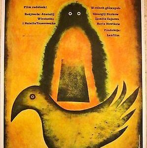 1976 Polish Linen Backed Poster - Wojenny Prezent - Fun Penguin Image!!