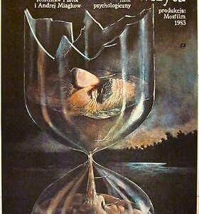 1983 Polish Poster - Unexpected Visit - Man's Face Fading In Hour Glass
