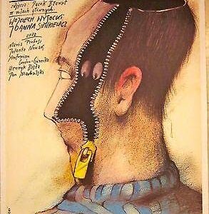 1987 Polish Linen Backed Poster - Zycie Wewnetrzne - Cool Zipper Art!!!