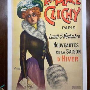 A La Place Clichy - Art By Charles Tichon (1898) 35.75" X 50.5" French Advertising Poster LB