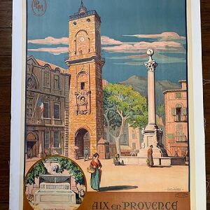 Aix En Provence - Art By Jean Julien (1921) 30.25" X 42" French Travel Poster LB