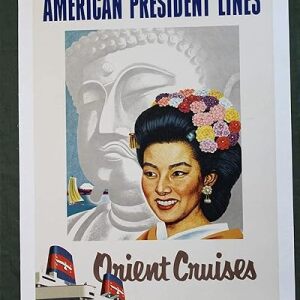 American President Lines Orient Cruises (USA, 1955) 34" X 24 1/4" Travel Advertising Poster