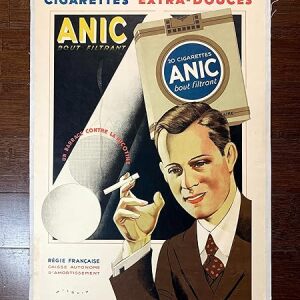 Anic Cigarettes - Art By Wilquin (1930's) 15.75" X 23.5" French Advertising Poster LB