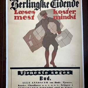 Annoncer Bud - Art by Thor Bogelund Jensen (1918) 23.25" x 34.5" Danish Advertising Poster LB