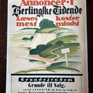 Annoncer Grande Til Salg - Art by Thor Bogelund Jensen (1918) 23.25" x 34.5" Danish Advertising Poster LB