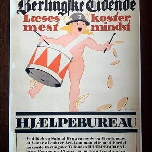 Annoncer - Hjaelpebureau - Art by Thor Bogelund Jensen (1918) 23.25" x 34.5" Danish Advertising Poster LB
