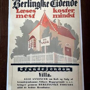 Annoncer Villa - Art by Thor Bogelund Jensen (1918) 23.25" x 34.5" Danish Advertising Poster LB