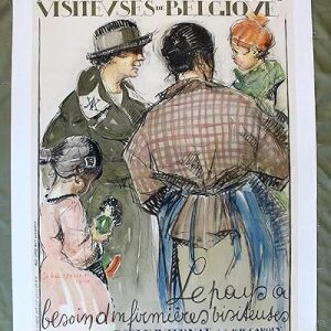 Association Des Infirmieres (Association Of Visiting Nurses) - Art By Armond Massonet (1924) 27" X 39" Belgian Advertising Poster LB
