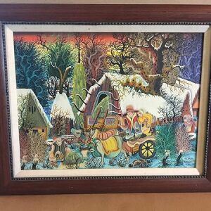 Bali Village Scene - Art by MD Bawa (1982) Original Painting