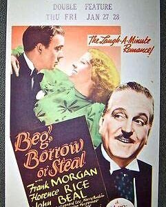 Beg, Borrow Or Steal '37 Midget Window Card ~ Wizard Of Oz Frank Morgan!