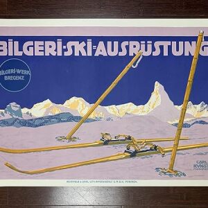 Bilgeri Ski - Art By Carl Kunst (1910's) 19.875" X 30" German Travel Poster
