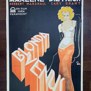 Blonda Venus Aka Blonde Venus - Dietrich And Grant - Art By Aberg (1932) 27.625" X 39.5" Swedish Movie Poster LB