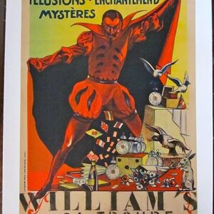 CUT 300 WILLIAM'S SA TROUPE 1910 FRENCH LB MAGIC POSTER- RARE MEPHISTOPHELES