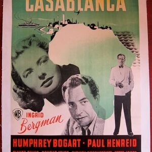 Casablanca - Bogart, Bergman (1946) Danish Movie Poster LB