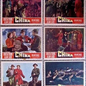 China - Original 1943 Set Of 6 Lobby Cards- Alan Ladd & Loretta Young WWII Film!!