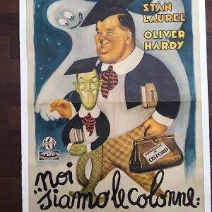 Chump At Oxford - Laurel and Hardy (1950's) 28" x 39" Italian Movie Poster LB