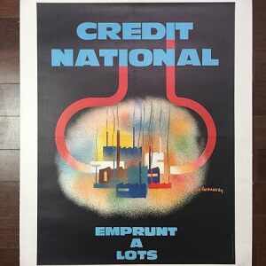 Credit Nationale - Art By Jean Gadaud (1973) 23" X 30" French Advertising Poster LB