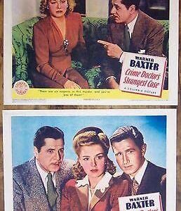 Crime Doctor's Strangest Case - 1943 Lobby Card Set Of 2 Posters - Cool
