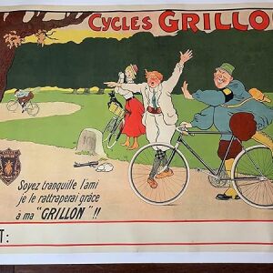 Cycles Grillon - Art By Hans Thor (1900) 39" X 54" French Advertising Poster LB