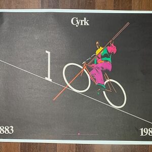 Cyrk - Balancing Bicycle - Art By Swierzy (1983) 26.25" X 36" Polish Circus Poster LB