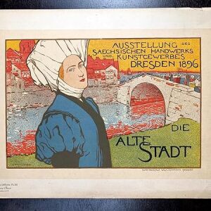 Die Alte Stadt - Art By Otto Fischer (1896) 11.75" X 15.75" French Chromolithograph Plate #68