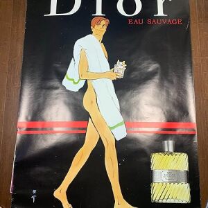 Dior Eau Savage 01 - Art By Rene Gruau (1990's) 46.5" X 68.75" US Advertising Poster - Double Sided