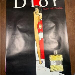 Dior Eau Savage 01 - Art By Rene Gruau (1990's) 46.5" X 68.75" US Advertising Poster - Double Sided