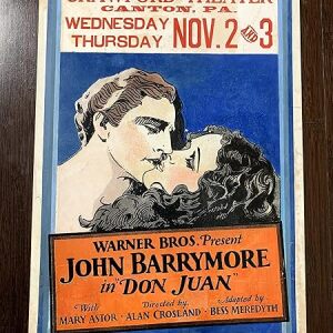 Don Juan - John Barrymore & Mary Astor (1926) US Silent Film Window Card