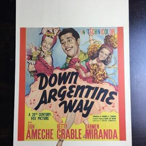 Down Argentine Way - Betty Grable (1940) US Window Card Movie Poster