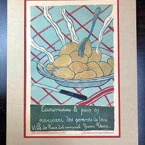 Economisons Le Pain - Art By Yvonne Vernu (1918) 13.5" X 20.5" French WWI Poster