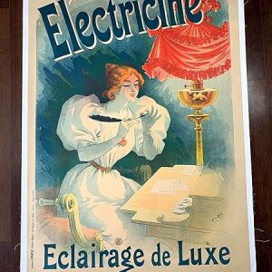 Electricine - Art By Lucien Baylac (1895) 34.75" X 49" French Poster LB
