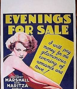 Evenings For Sale '32 WC Poster Herbert Marshall Pre-code Sexy Seductive Artwork