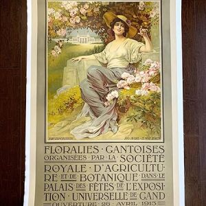 Floralies Gantoises - Belgian State Railways - De Rycker & Mendel (1913) 25.125" X 40" Belgian Exhibition Poster LB