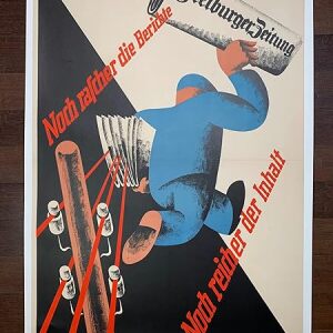 Freiburger Zeitung (1930's) 27.75" X 40.25" German Newspaper Advertising Poster LB