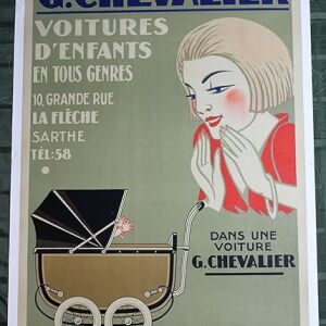 G. Chevalier - Voiture d'Enfants by Etienne (France, 1920) 39.25" x 24.25" Advertising Poster