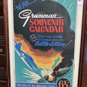 Grumman Souvenir Calendar Advertisement (1943) UK Rare WW2 Window Card Poster