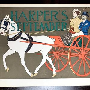 Harper's - September - Horse Carriage For Two - Art By Penfield (1897) US Magazine Advertising