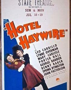 Hotel Haywire - 1937 Mini Window Card Poster - Leo Carrillo Comedy Art!