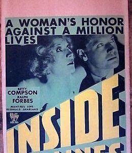 Inside The Lines '30 Never Folded Unrestored Window Card Poster Pre-code Mystery