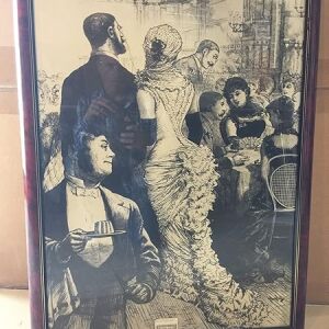 Interior of a Poker Room - Art by Hyde (1880's) US Print - Framed