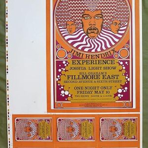 Jimi Hendrix Experience Live At Fillmore East (1968) Full Set Of US Concert Poster Printers Proofs (2nd Printing)