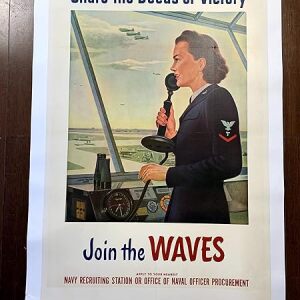 Join The Waves - Art By John Falter (1943) 27.25" X 39.75" US Navy Recruitment Poster LB