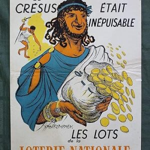 Loterie Nationale "La bourse de cresus?" (France, 1955) 22.5? x 15.25" Lottery Poster