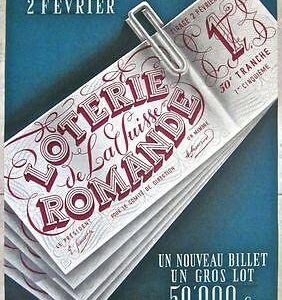 Loterie Romande - Original 1944 Swiss Lottery Poster- J.p. Kaiser Art Money Clip!