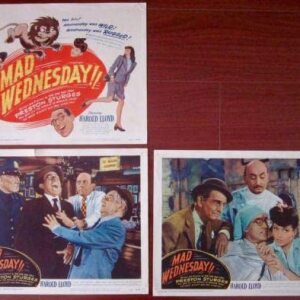 Mad Wednesday - Vintage R50's Lobby Card Set Of 3 Posters - Rare Harold Lloyd!