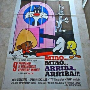 Miao Miao Arriba Arriba!!! '66 Italian 4 Fogli ~ Sylvester ~ Tweety & Bugs Bunny