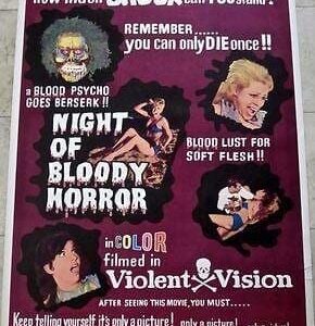 Night Of Bloody Horror '69 Rare 40x60 ~ Blood Psycho Goes Berserk!